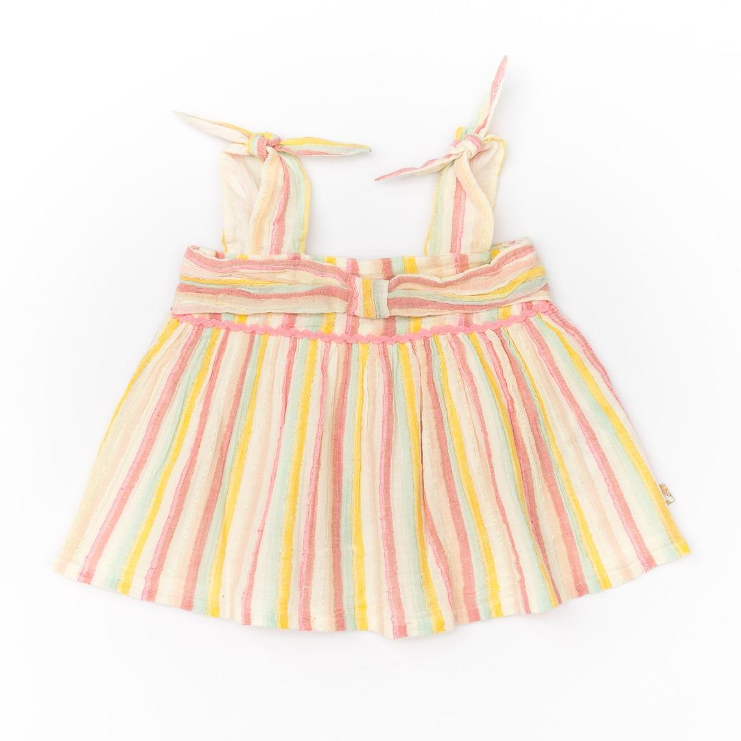 Top bambina a righe multicolore