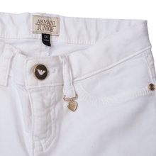 Load image into Gallery viewer, Pantalone bambina in cotone bianco
