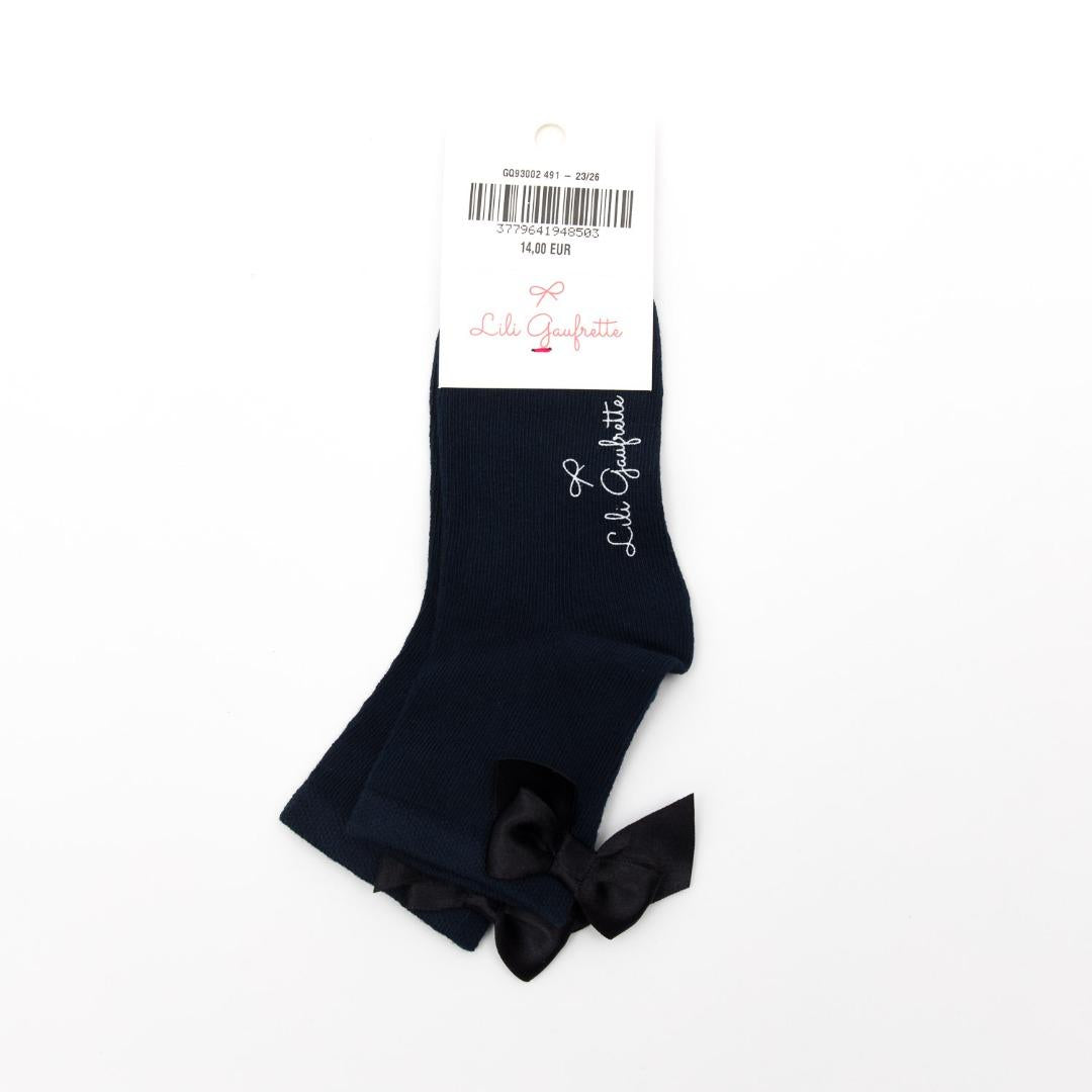 Calze con fiocco bambina blu