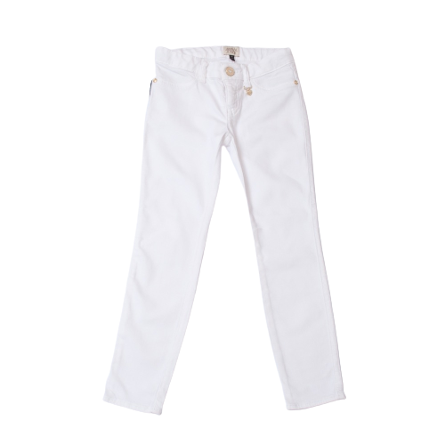 Pantalone bambina in cotone bianco